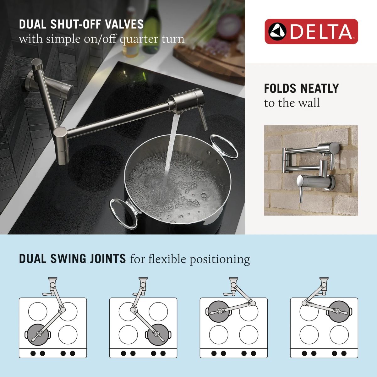 DELTA Other Contemporary Wall Mount Pot Filler — Chrome