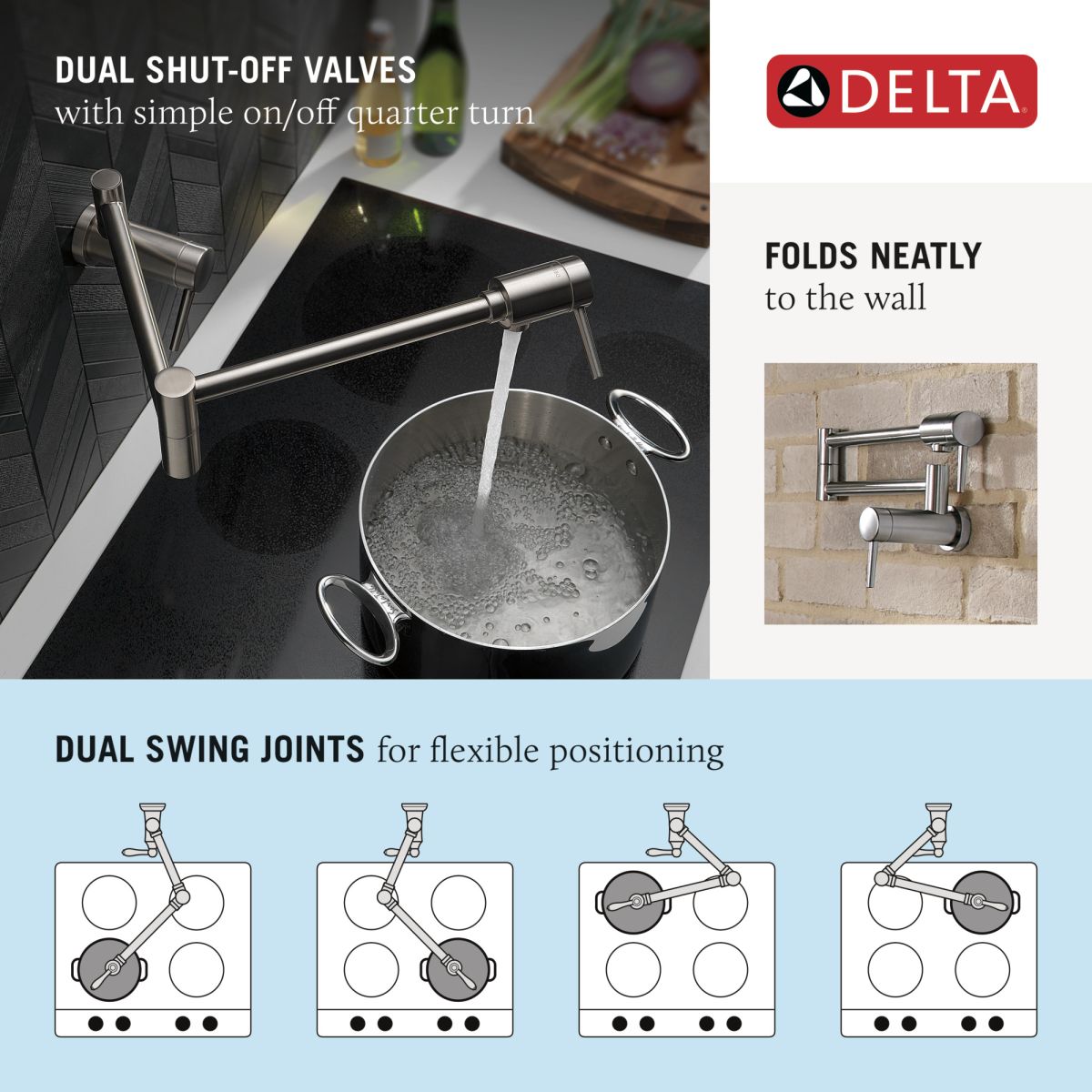 DELTA Other Contemporary Wall Mount Pot Filler — Chrome
