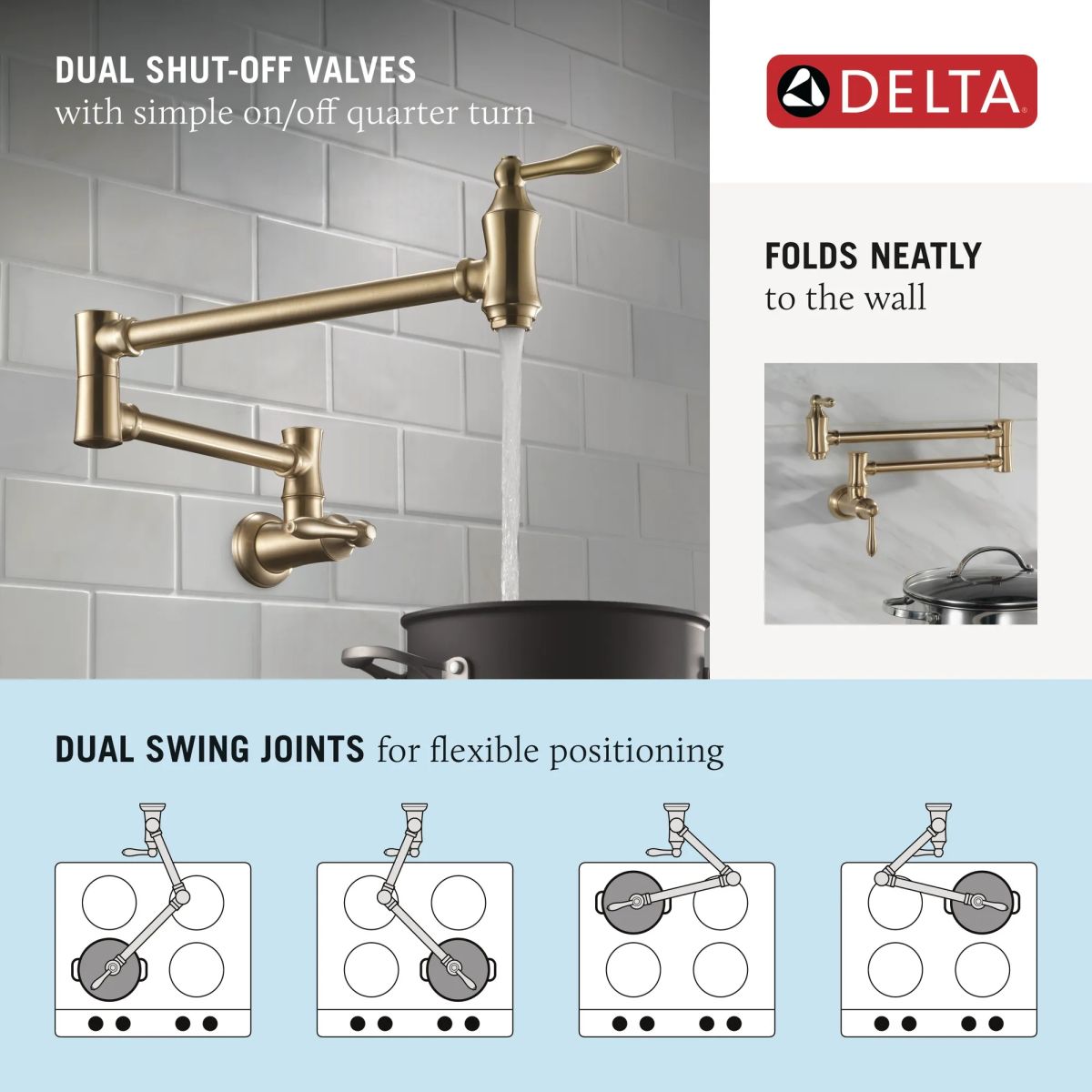 DELTA Other Traditional Wall Mount Pot Filler — Polished Nickel