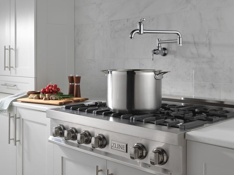 DELTA Broderick Wall Mount Pot Filler — Arctic Stainless