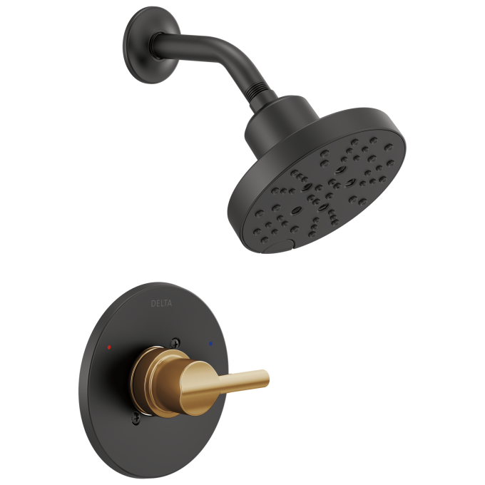 DELTA Nicoli Monitor 14 Series H2Okinetic Shower — Matte Black / Champagne Bronze