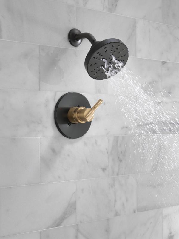 DELTA Nicoli Monitor 14 Series H2Okinetic Shower — Matte Black / Champagne Bronze
