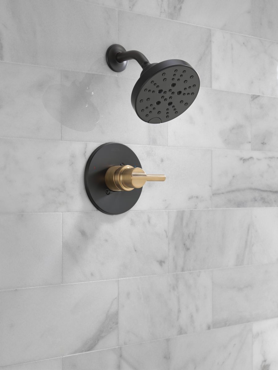 DELTA Nicoli Monitor 14 Series H2Okinetic Shower — Matte Black / Champagne Bronze