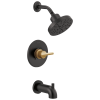 DELTA Nicoli Monitor 14 Series H2Okinetic Tub and Shower — Matte Black / Champagne Bronze