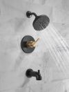 DELTA Nicoli Monitor 14 Series H2Okinetic Tub and Shower — Matte Black / Champagne Bronze