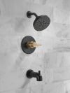 DELTA Nicoli Monitor 14 Series H2Okinetic Tub and Shower — Matte Black / Champagne Bronze