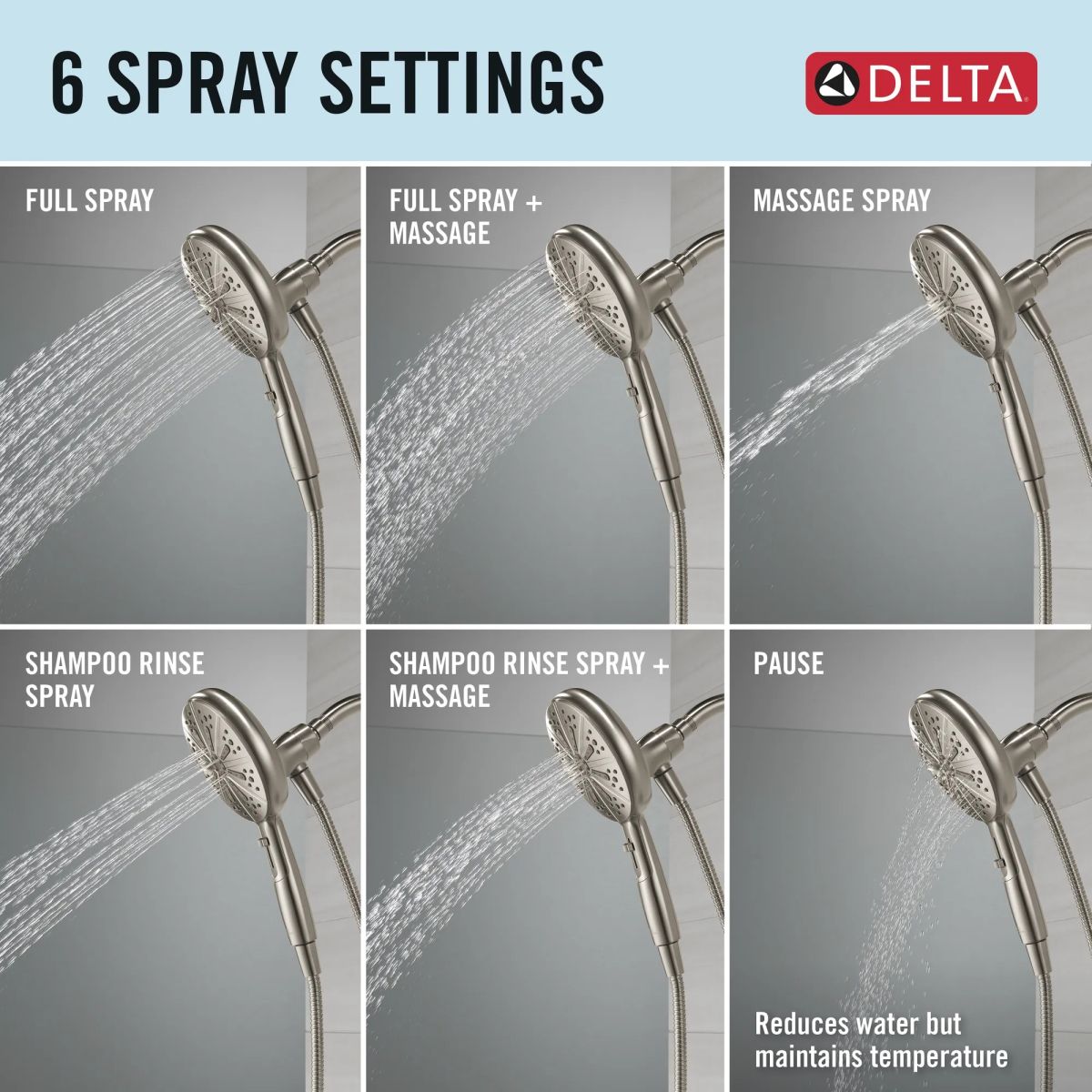 DELTA Nicoli Monitor 14 Series Tub and Shower with SureDock Hand Shower — Stainless