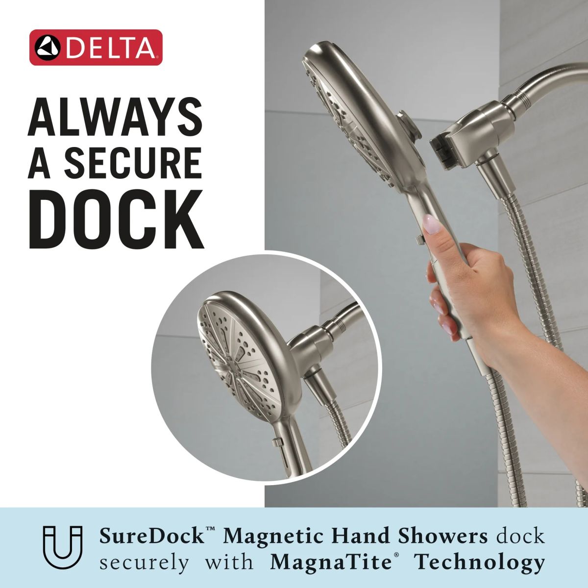 DELTA Nicoli Monitor 14 Series Tub and Shower with SureDock Hand Shower — Stainless