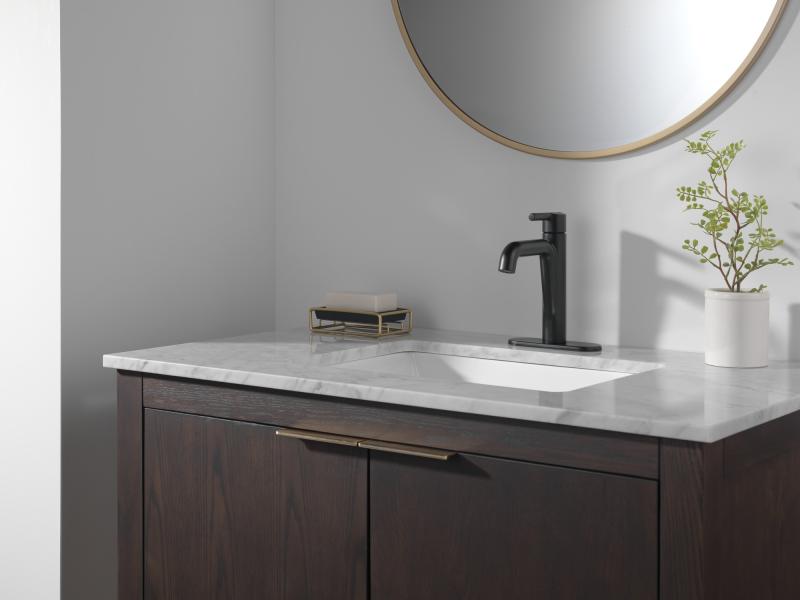 DELTA Nicoli Single Handle Bathroom Faucet — Matte Black