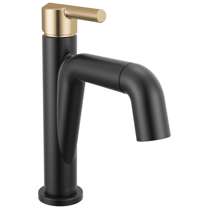 DELTA Nicoli Single Handle Pull-Down Bathroom Faucet — Matte Black / Champagne Bronze