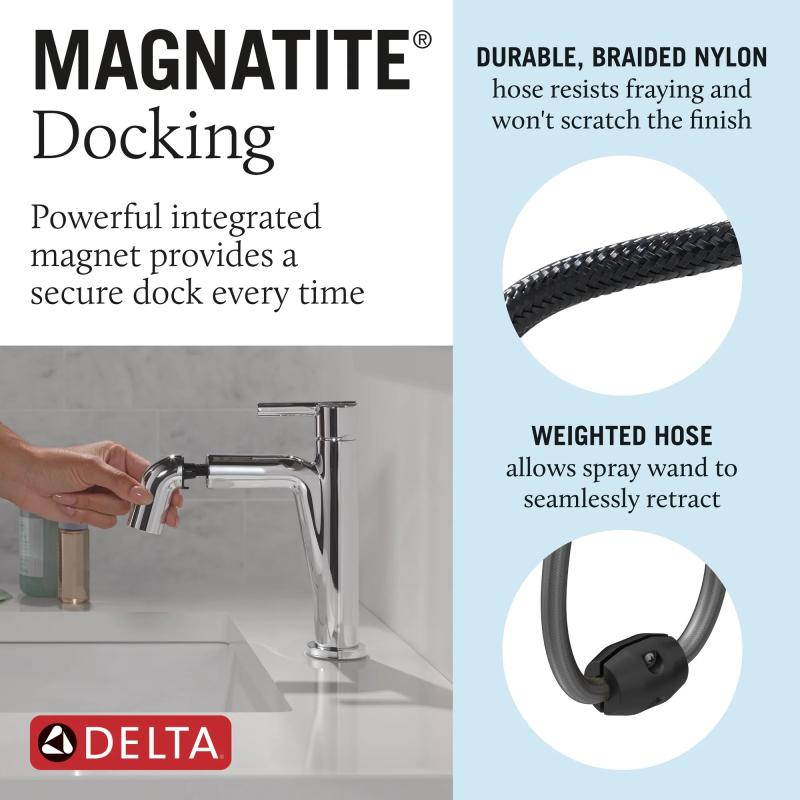 DELTA Nicoli Single Handle Pull-Down Bathroom Faucet — Chrome