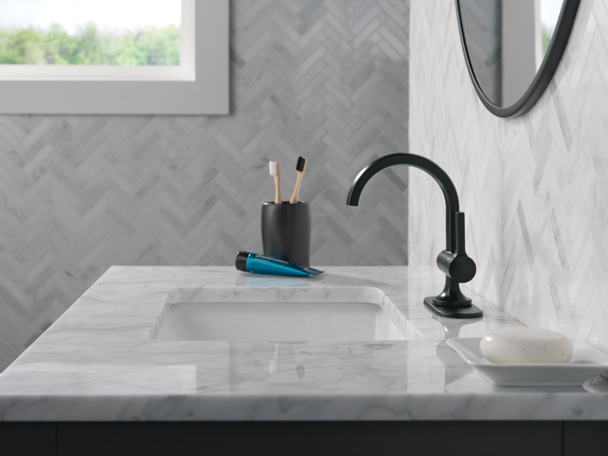 DELTA Albion  Single Handle Bathroom Faucet — Matte Black