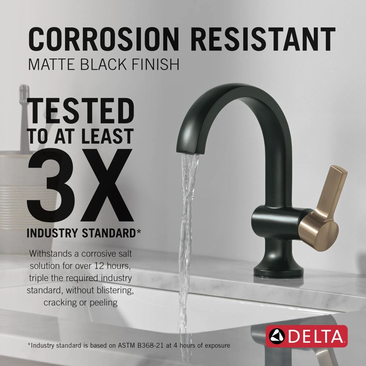 DELTA Albion  Single Handle Bathroom Faucet — Matte Black / Champagne Bronze