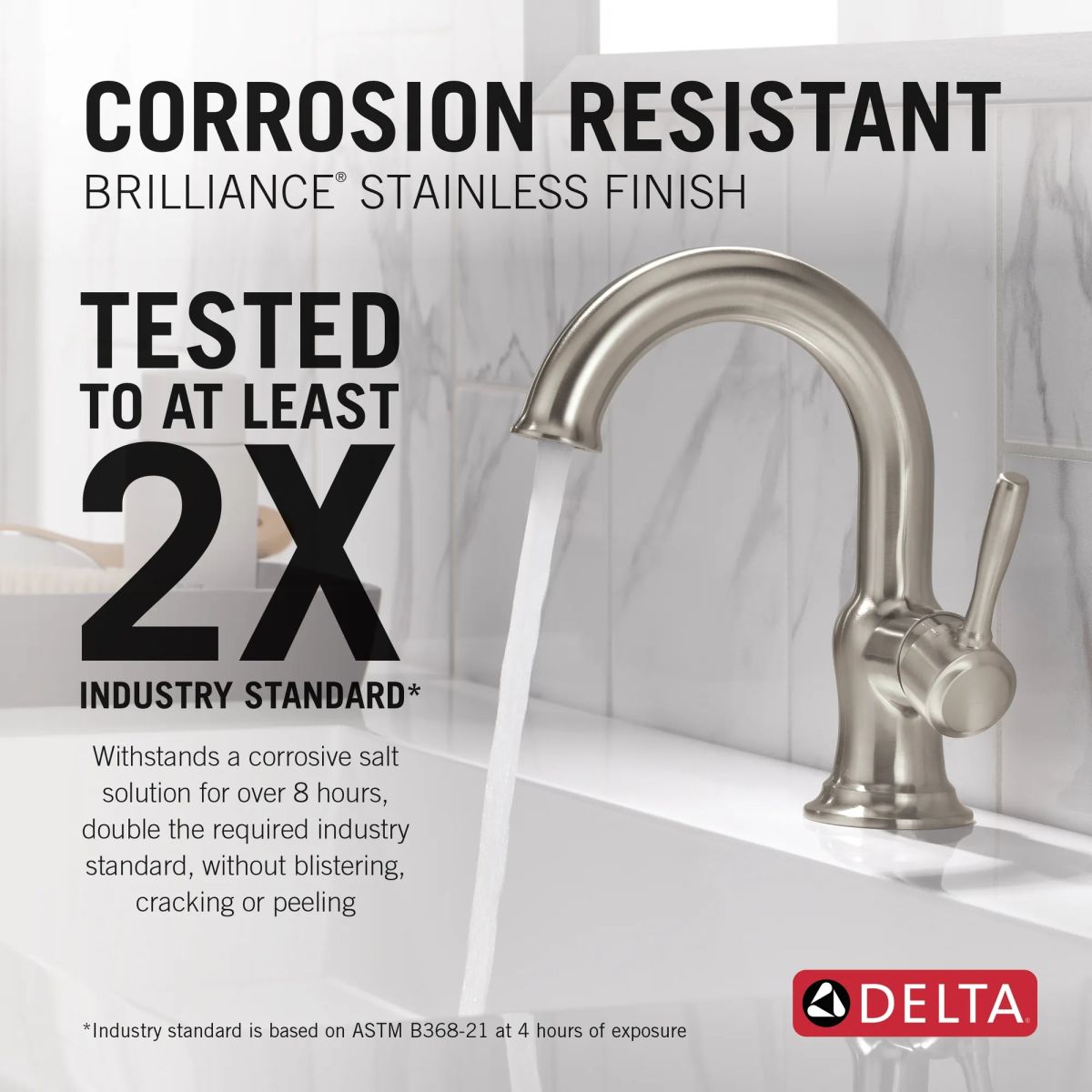 DELTA Roe Single Handle Bathroom Faucet — Stainless