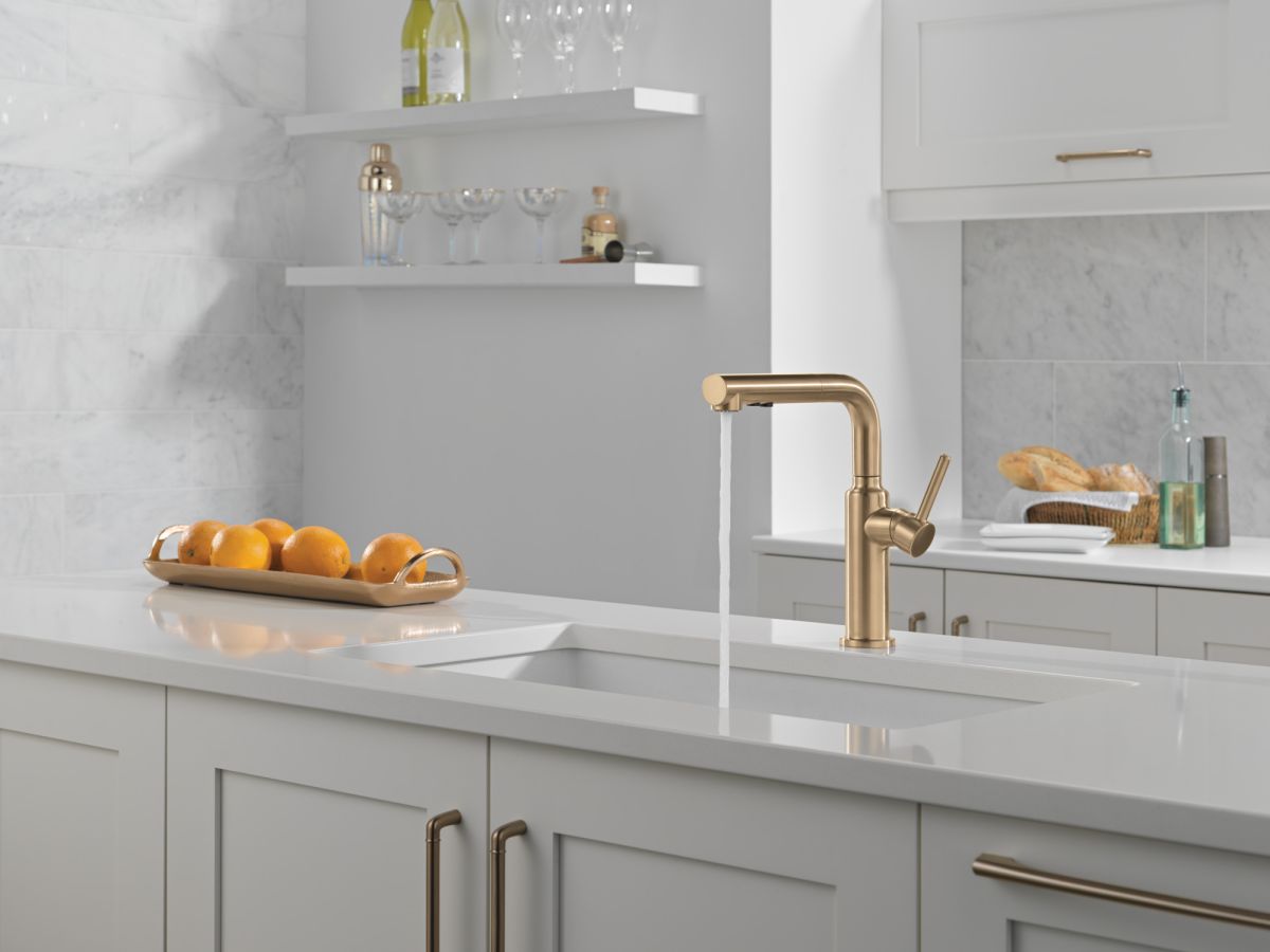 DELTA Daneri Single Handle Pull-Out Kitchen Faucet — Champagne Bronze