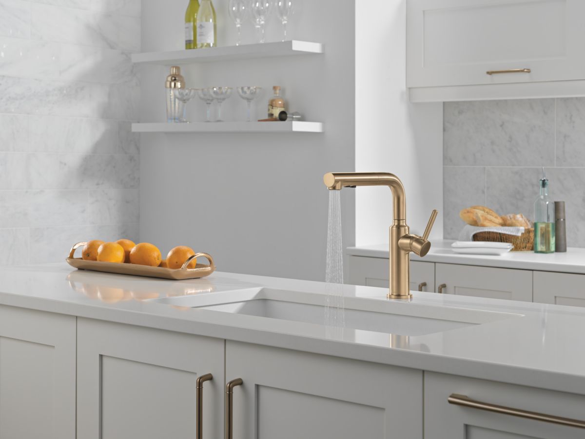 DELTA Daneri Single Handle Pull-Out Kitchen Faucet — Champagne Bronze