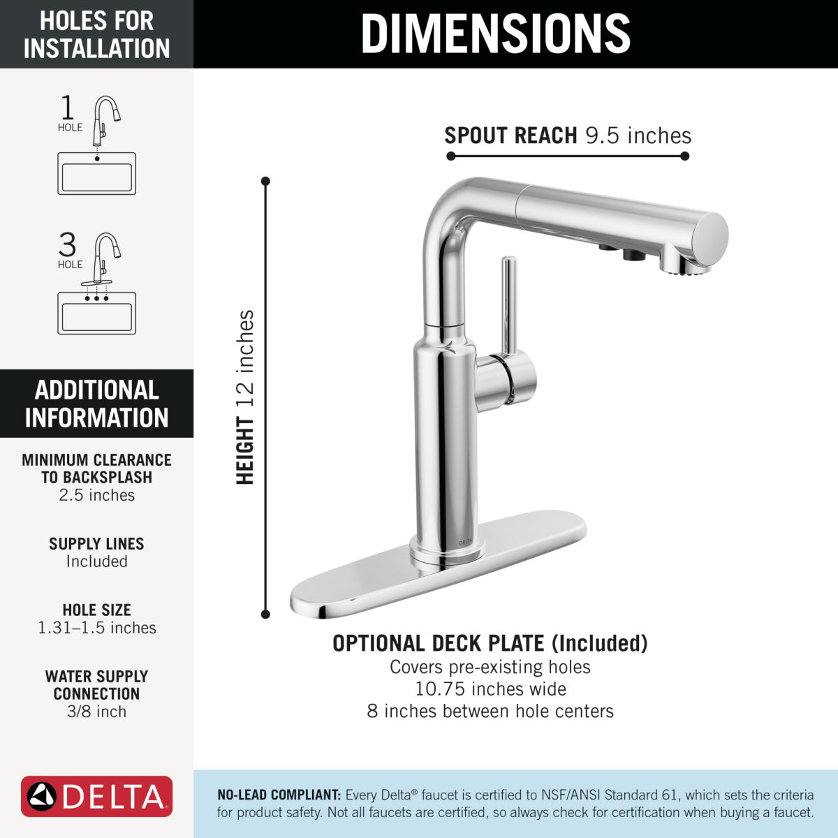 DELTA Daneri Single Handle Pull-Out Kitchen Faucet — Chrome