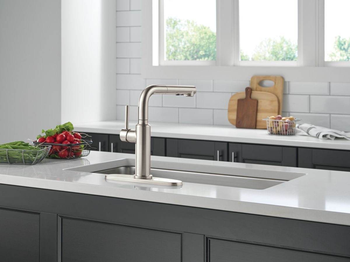 DELTA Daneri Single Handle Pull-Out Kitchen Faucet — Stainless