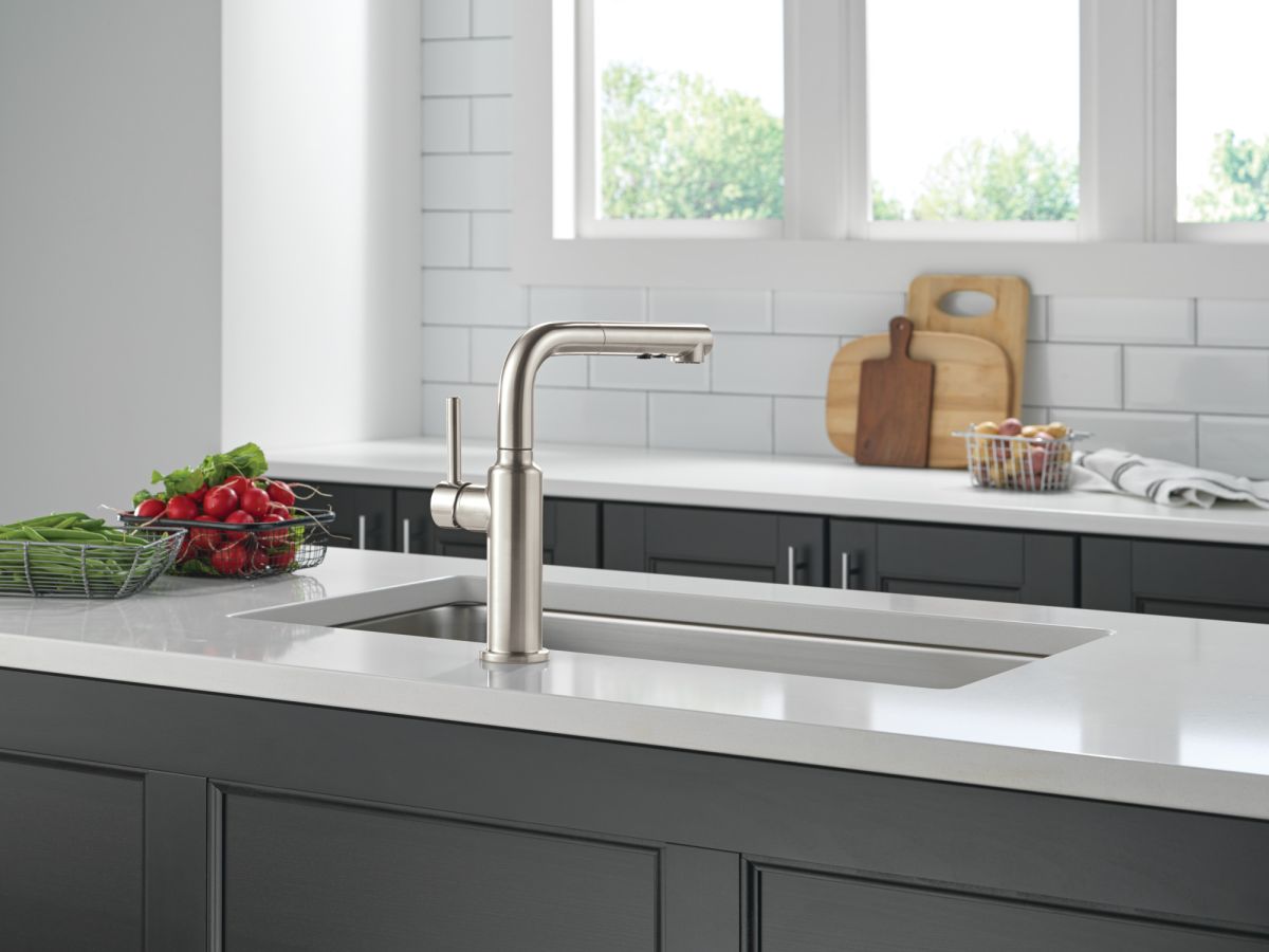 DELTA Daneri Single Handle Pull-Out Kitchen Faucet — Stainless