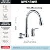 DELTA Kate Single Handle Pull-Down Kitchen Faucet with Soap Dispenser — Chrome