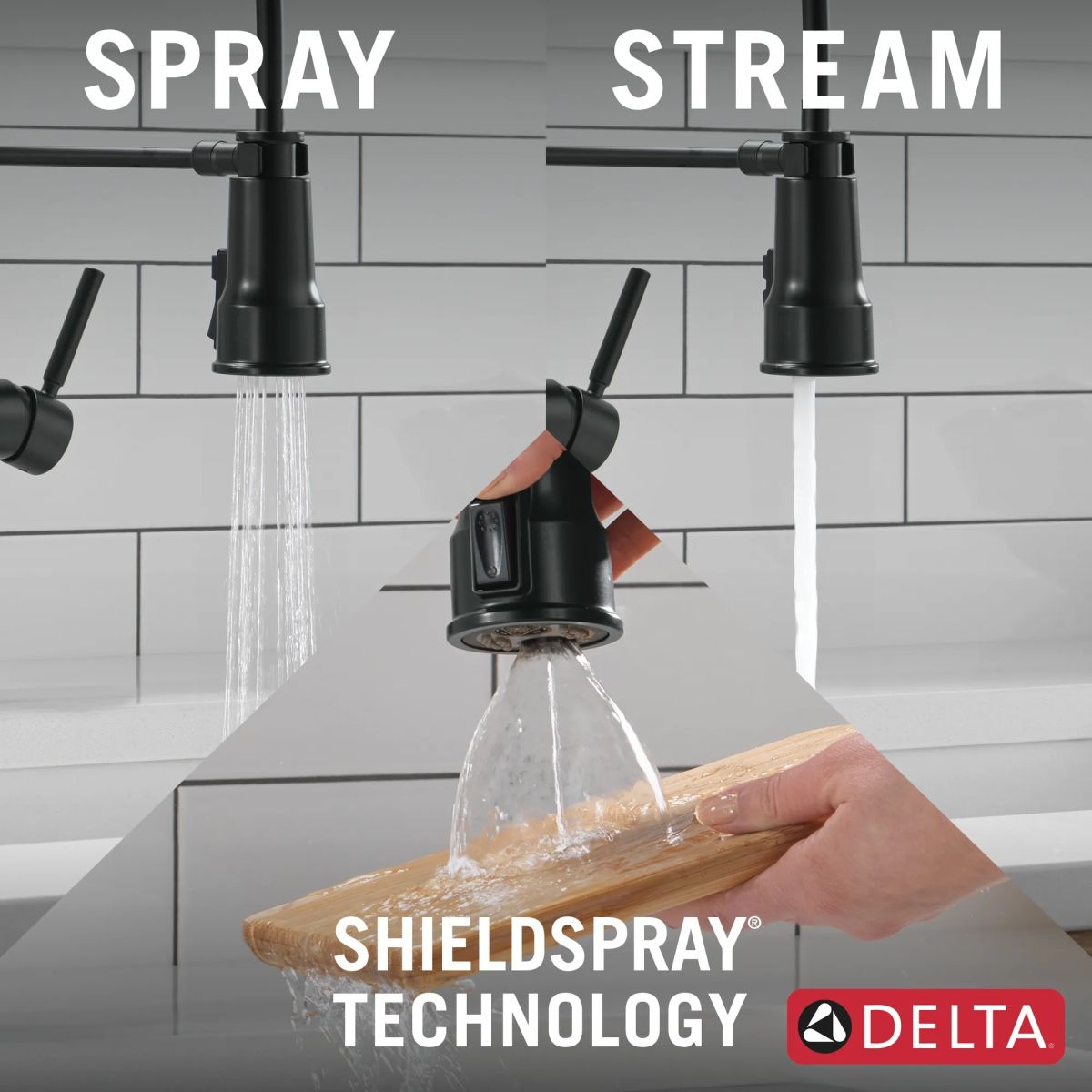 DELTA Theodora Single-Handle Pull-Down Spring Kitchen Faucet — Matte Black