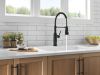 DELTA Theodora Single-Handle Pull-Down Spring Kitchen Faucet — Matte Black