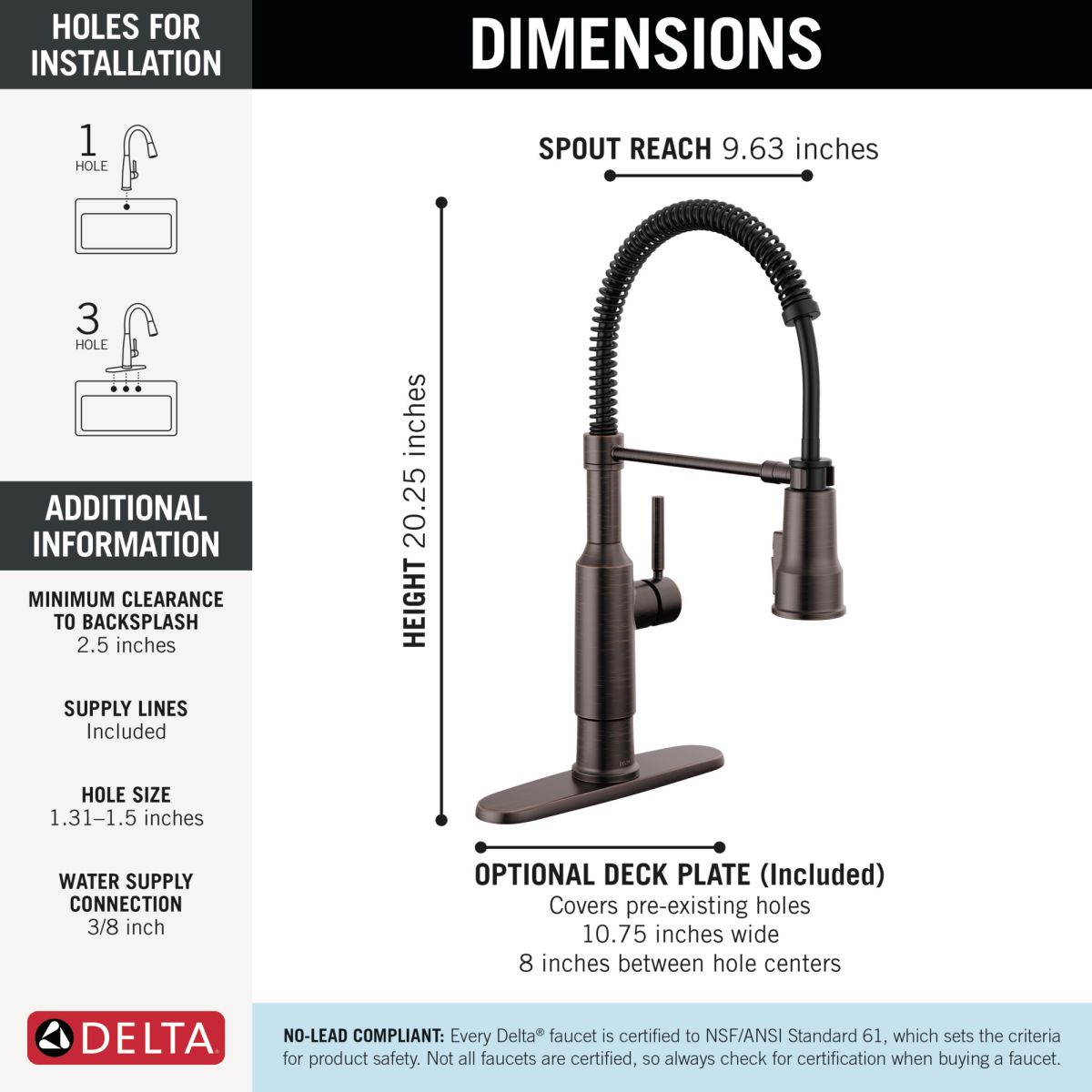 DELTA Theodora Single-Handle Pull-Down Spring Kitchen Faucet — Venetian Bronze