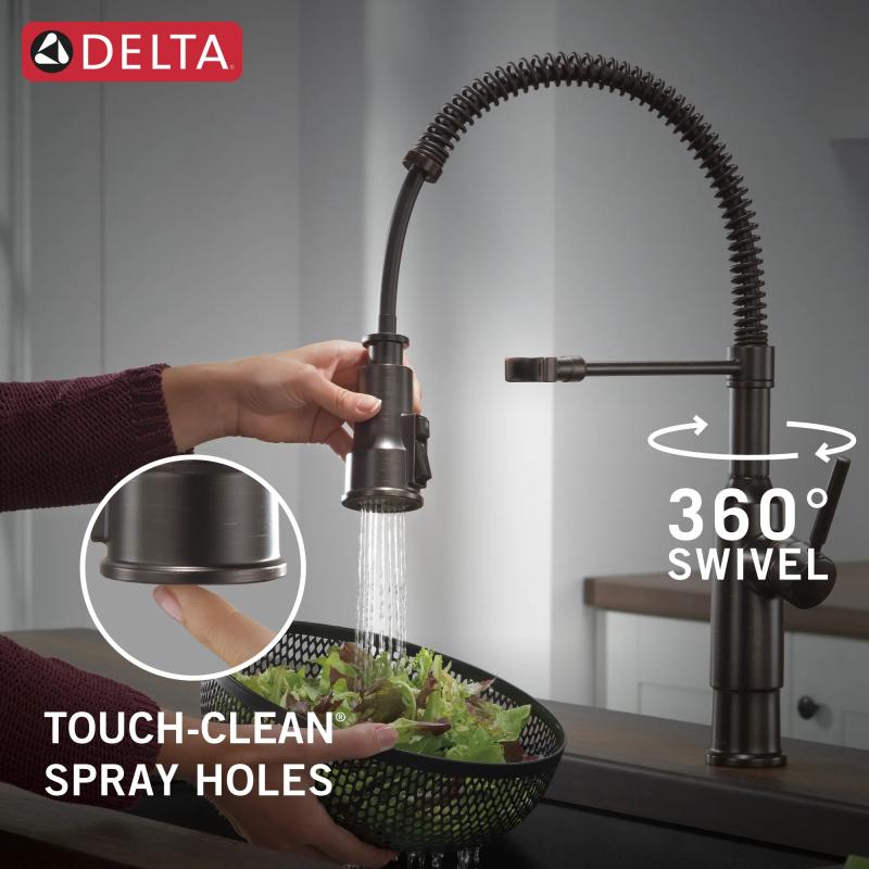 DELTA Theodora Single-Handle Pull-Down Spring Kitchen Faucet — Venetian Bronze