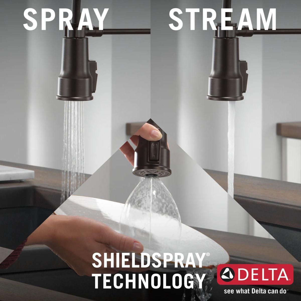DELTA Theodora Single-Handle Pull-Down Spring Kitchen Faucet — Venetian Bronze