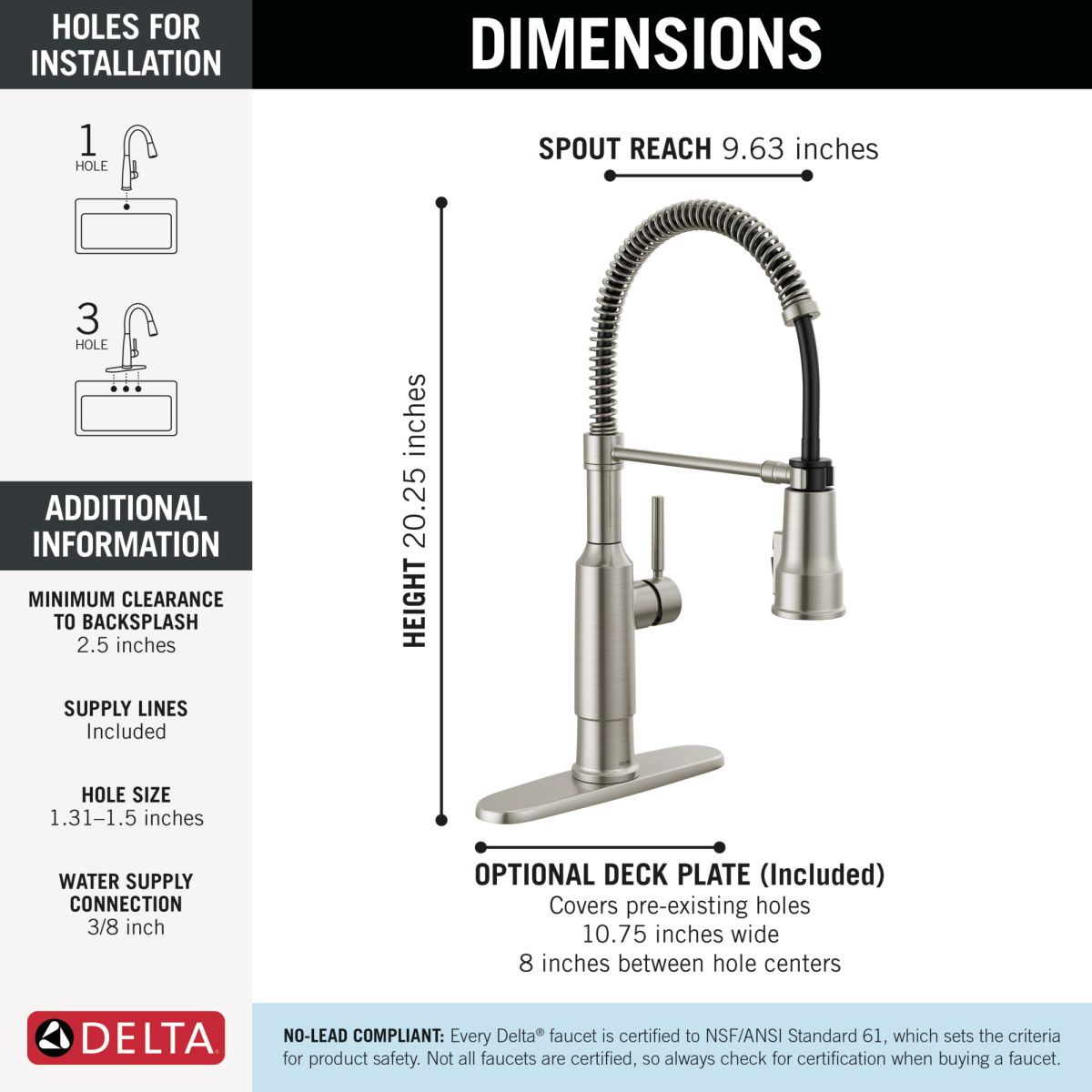 DELTA Theodora Single-Handle Pull-Down Spring Kitchen Faucet — Spotshield Stainless