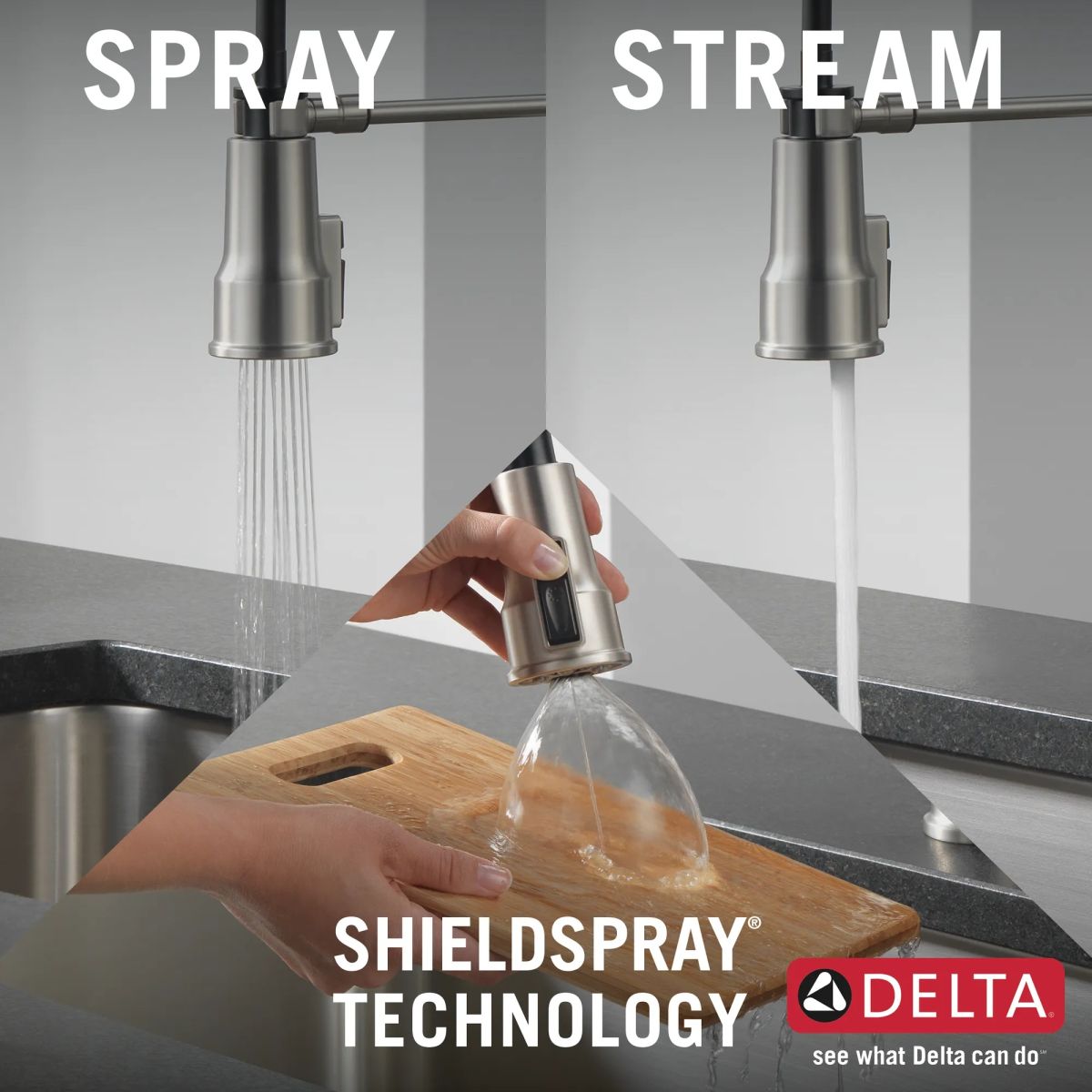 DELTA Theodora Single-Handle Pull-Down Spring Kitchen Faucet — Spotshield Stainless