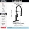 DELTA Rhett Single Handle Pull-Down Spring Kitchen Faucet — Matte Black