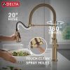 DELTA Rhett Single Handle Pull-Down Spring Kitchen Faucet — Champagne Bronze