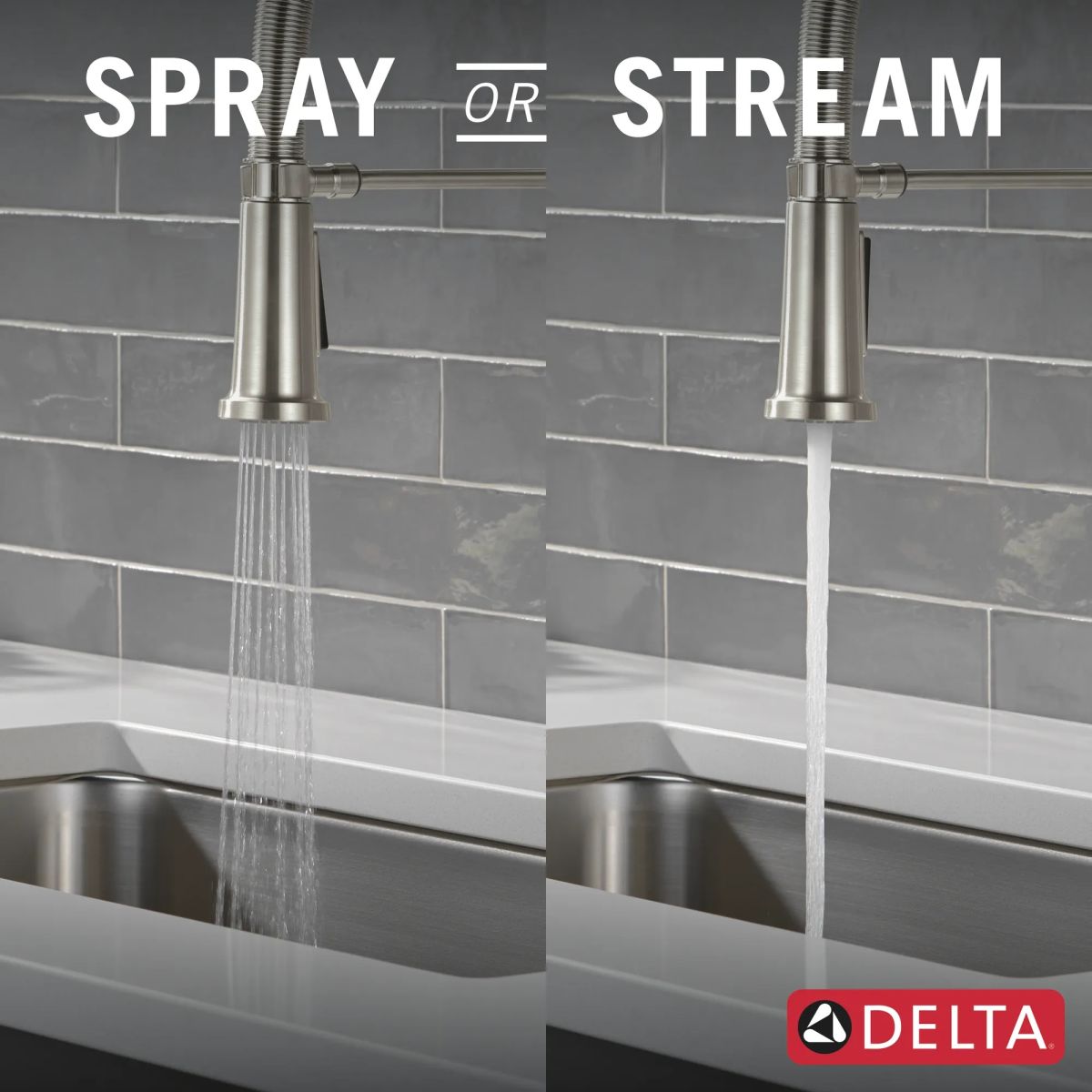 DELTA Rhett Single Handle Pull-Down Kitchen Faucet With Spring Spout — Stainless