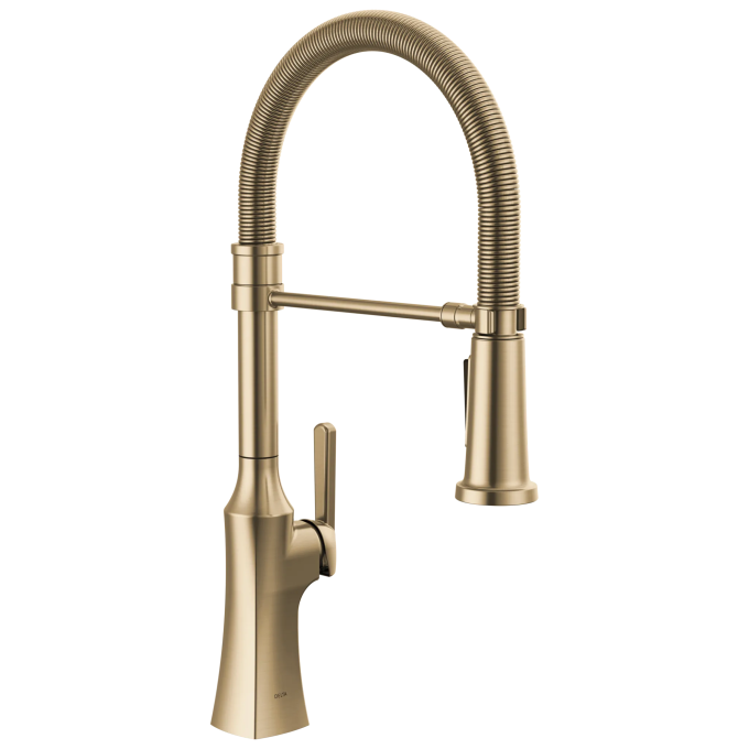 DELTA Ermelo Single Handle Pull-Down Spring Kitchen Faucet — Champagne Bronze