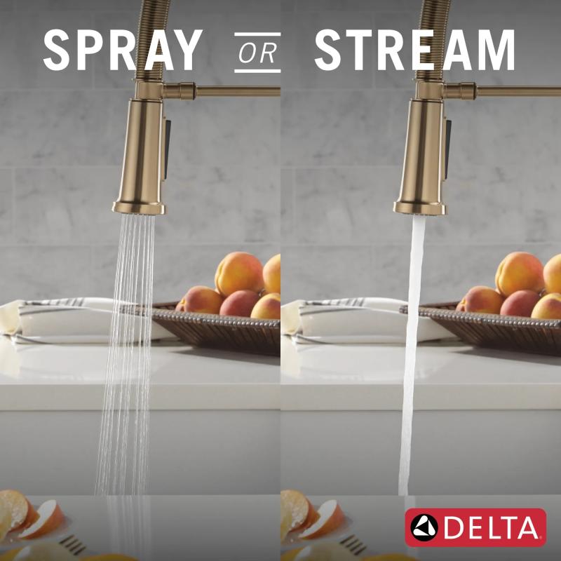 DELTA Ermelo Single Handle Pull-Down Spring Kitchen Faucet — Champagne Bronze