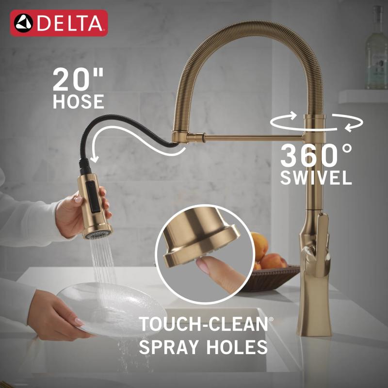DELTA Ermelo Single Handle Pull-Down Spring Kitchen Faucet — Champagne Bronze