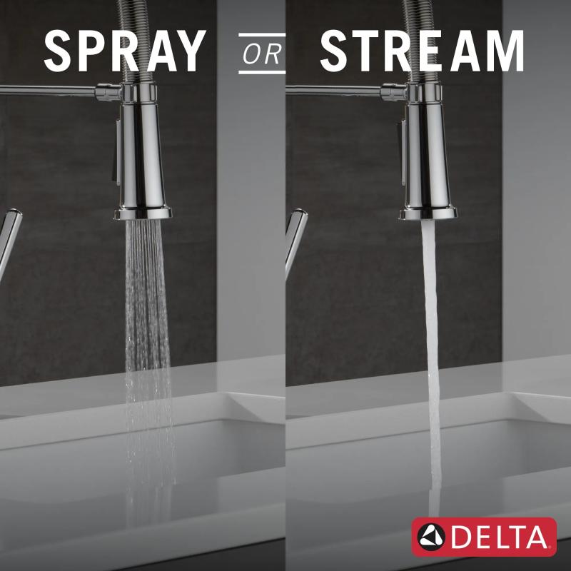 DELTA Ermelo Single Handle Pull-Down Kitchen Faucet With Spring Spout — Chrome