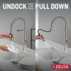 DELTA Ermelo Single Handle Pull-Down Kitchen Faucet With Spring Spout — Stainless