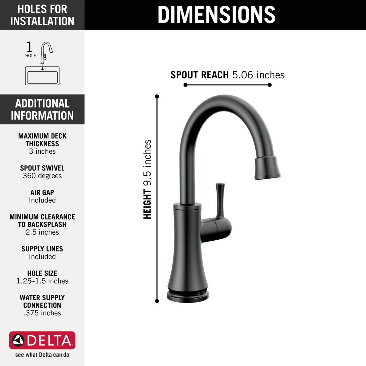 DELTA Other Transitional Beverage Faucet — Matte Black