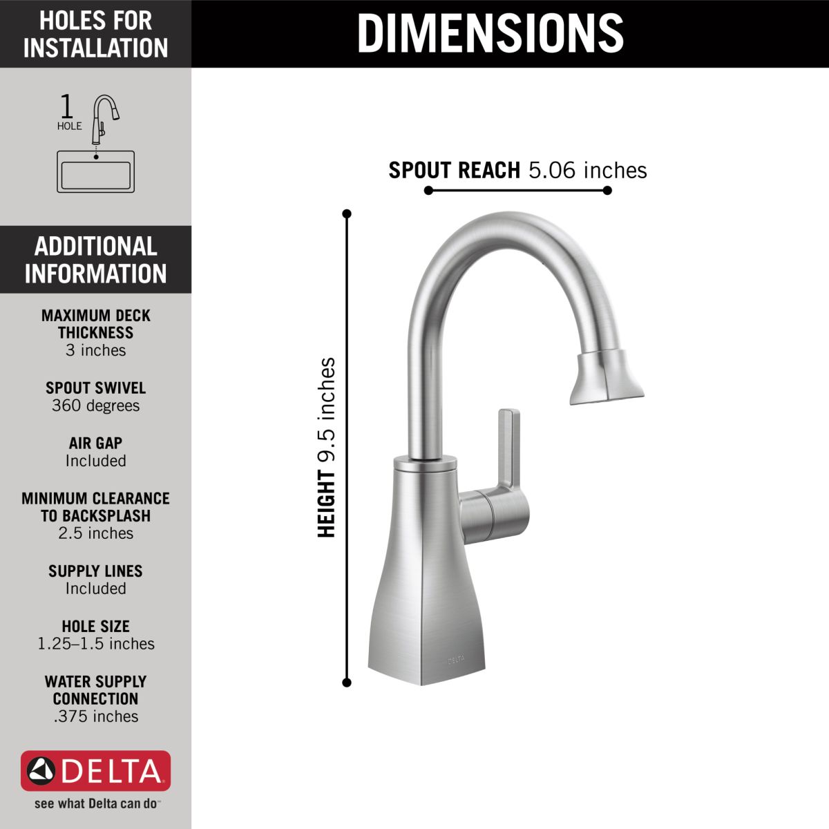 DELTA Other Contemporary Square Beverage Faucet — Arctic Stainless