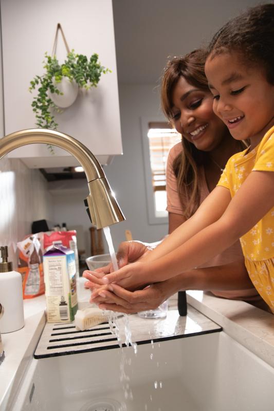 DELTA Lenta Single-Handle Pull-Down Kitchen Faucet with Touch2O Technology — Champagne Bronze