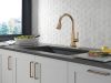 DELTA Lenta Single-Handle Pull-Down Kitchen Faucet with Touch2O Technology — Champagne Bronze