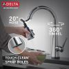 DELTA Lenta Single-Handle Pull-Down Kitchen Faucet with Touch2O Technology — Chrome