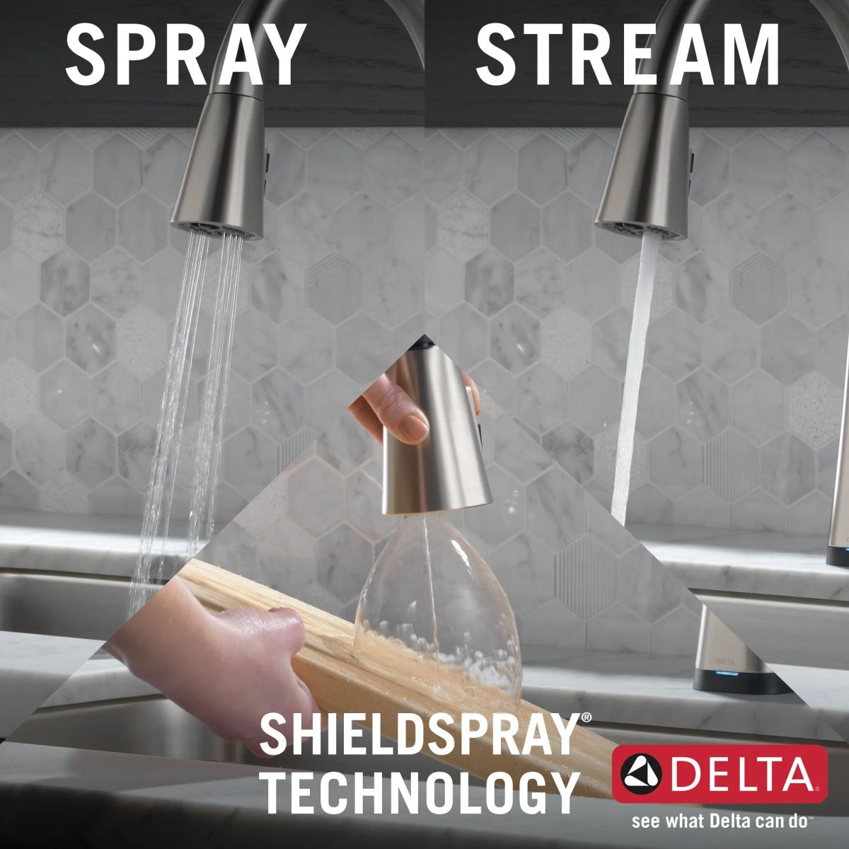 DELTA Lenta Single-Handle Pull-Down Kitchen Faucet with Touch2O Technology — Spotshield Stainless