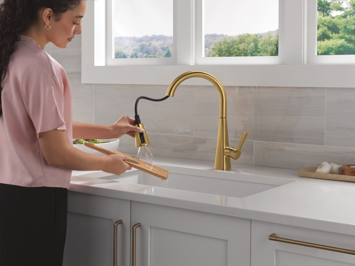 DELTA Lenta Single-Handle Pull-Down Kitchen Faucet — Brushed Gold