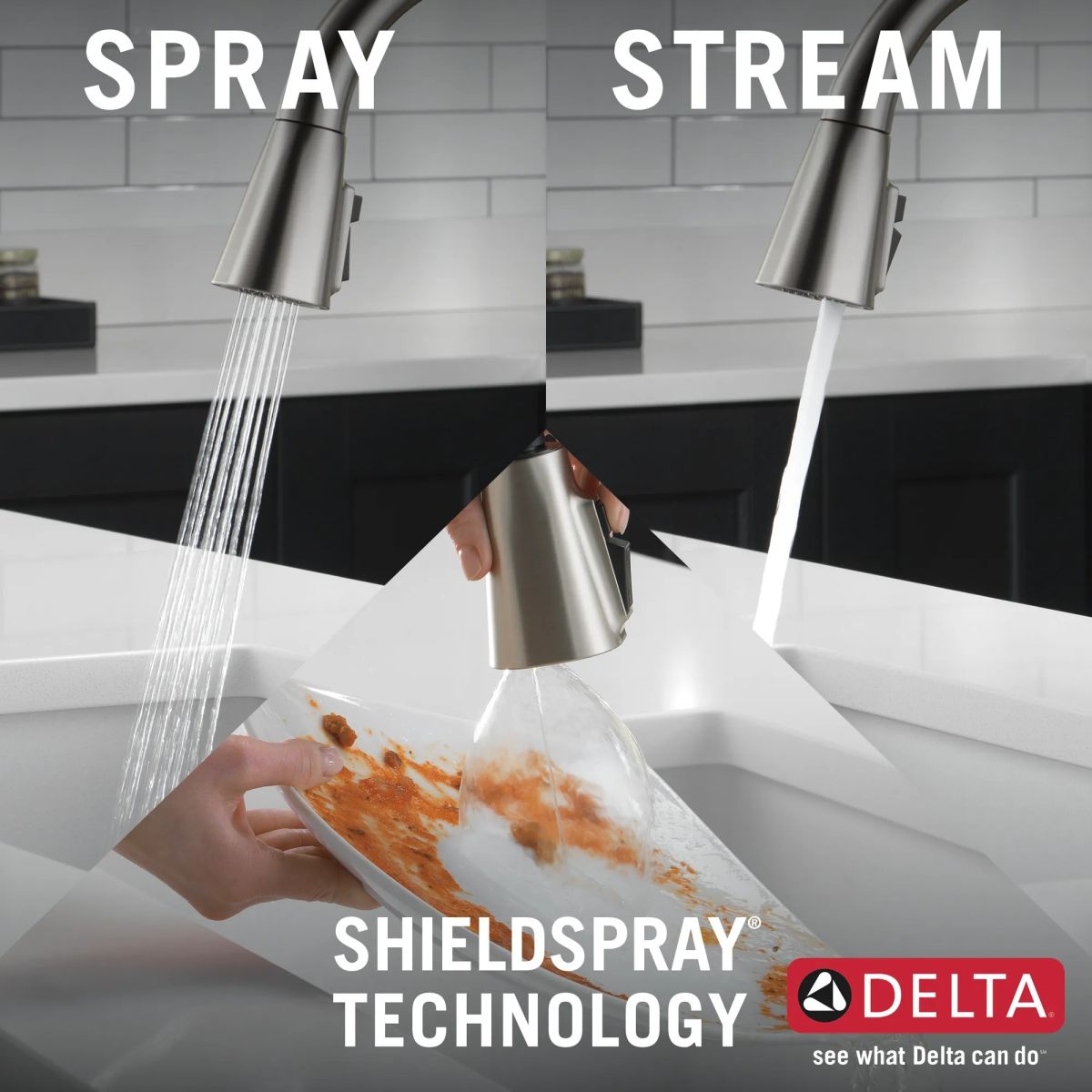 DELTA Lenta Single-Handle Pull-Down Kitchen Faucet — Spotshield Stainless