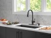 DELTA Hazelwood Single Handle Pull-Down Kitchen Faucet with Soap Dispenser and ShieldSpray Technology — Matte Black