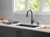 DELTA Hazelwood Single Handle Pull-Down Kitchen Faucet with Soap Dispenser and ShieldSpray Technology — Matte Black