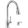 DELTA Hazelwood Single Handle Pull-Down Kitchen Faucet with Soap Dispenser and ShieldSpray Technology — Chrome